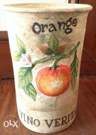 Art Pottery Orange Design Wine Bucket Chiller
