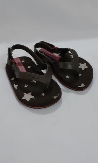 Banana Peel baby slippers slingback (black with stars design)