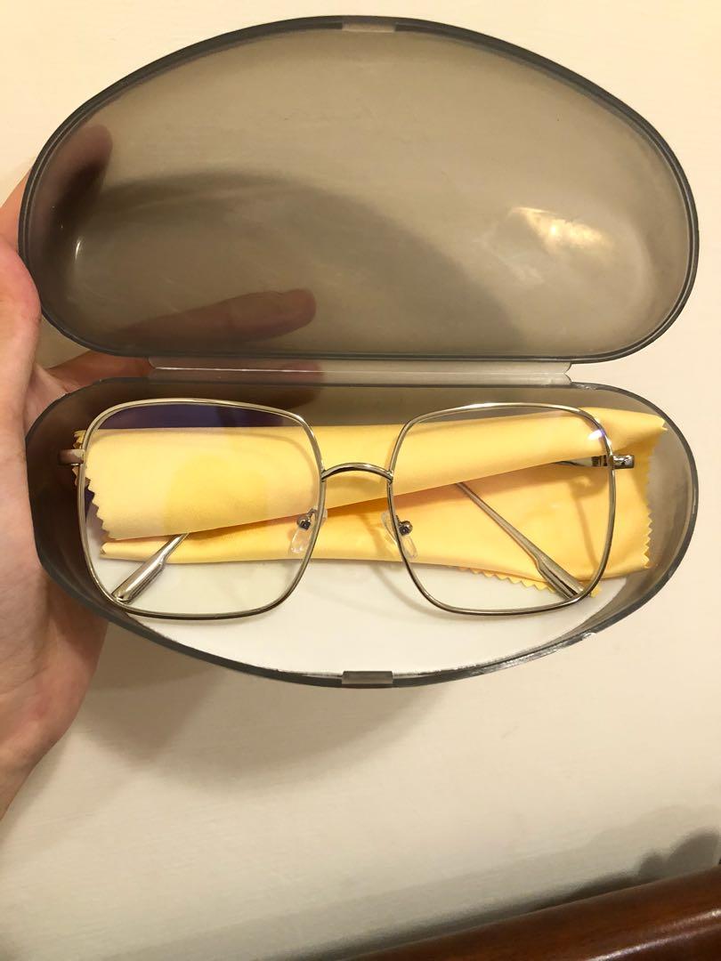 方形银边大框眼镜