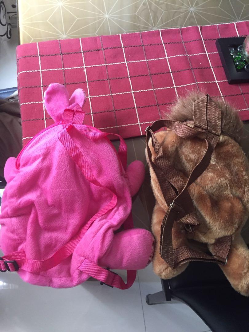 Baby plush backpack for toddlers (Category: Diaper Bags & Wetbags) located in Angeles City. Submitted by declutterhub (Listing ID 247794261, Image 1). Description: Baby plush soft bag for toddlers.never been used. P100 each.