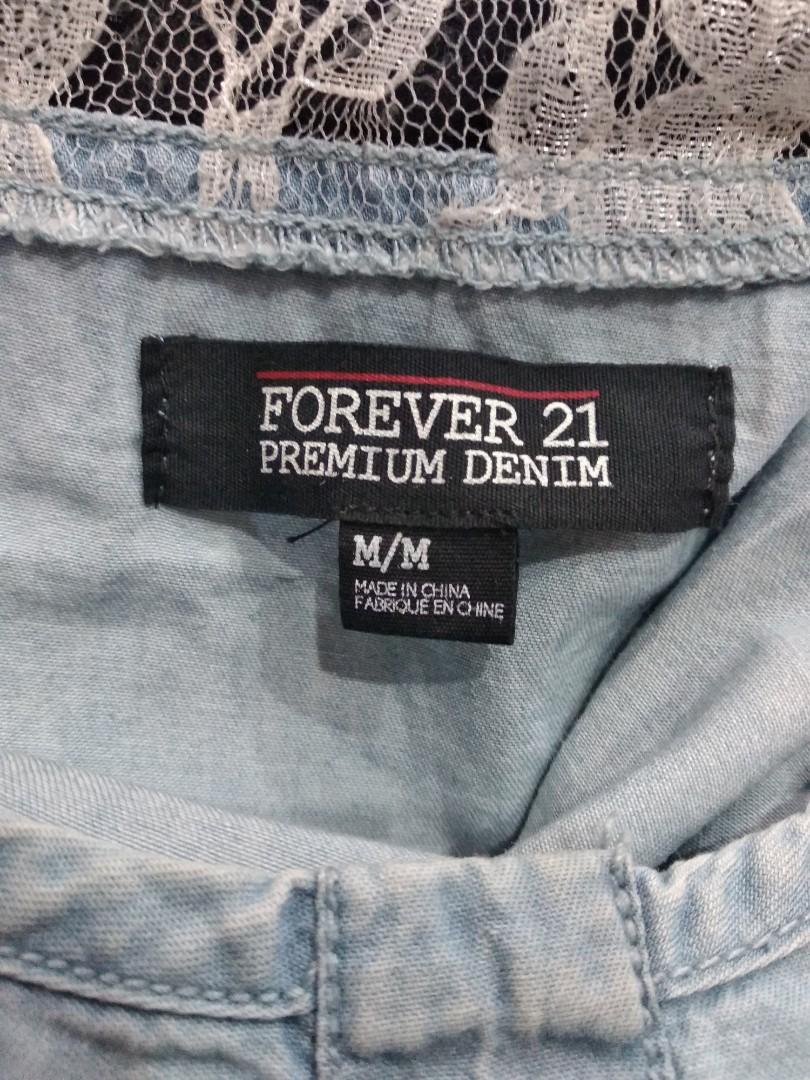 Forever 21 Floral Denim Tanktop Jeans