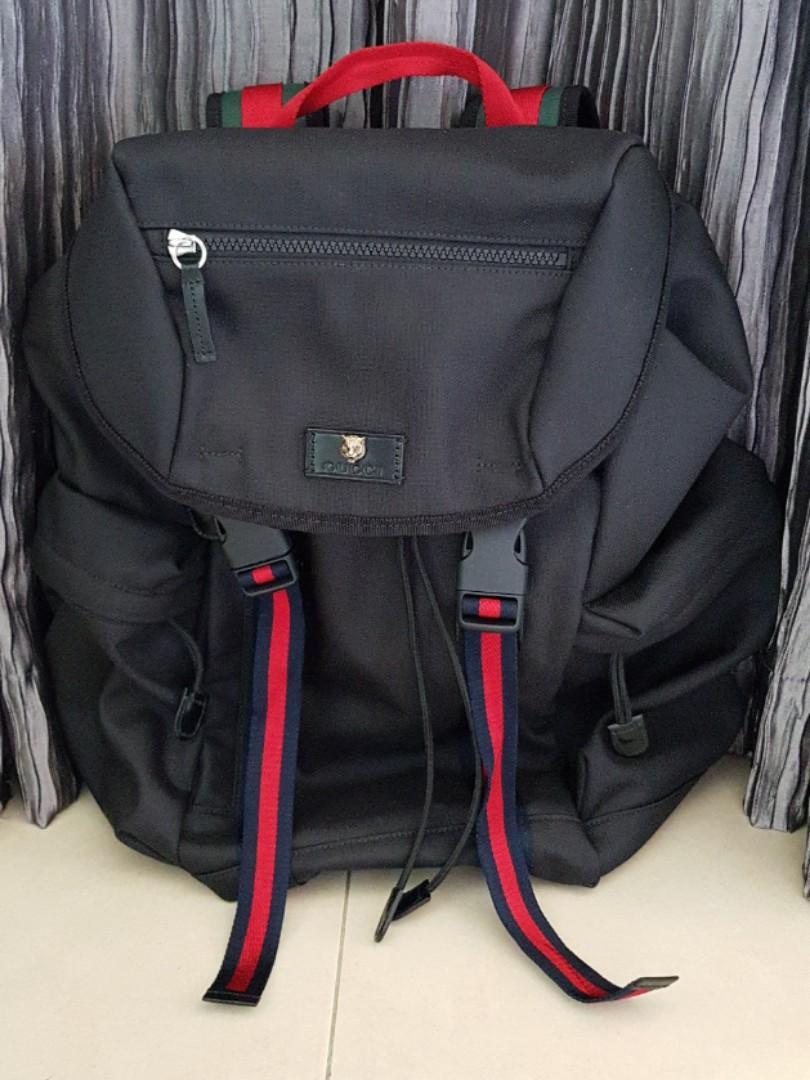 gucci black techno canvas backpack