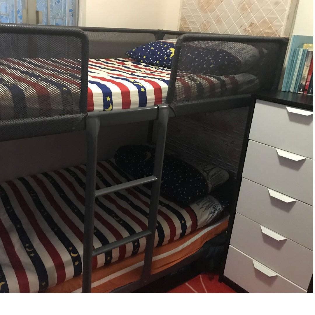 IKEA Bunk Bed with Mattresses, 傢俬＆家居, 傢俬, 床架及床褥 Carousell
