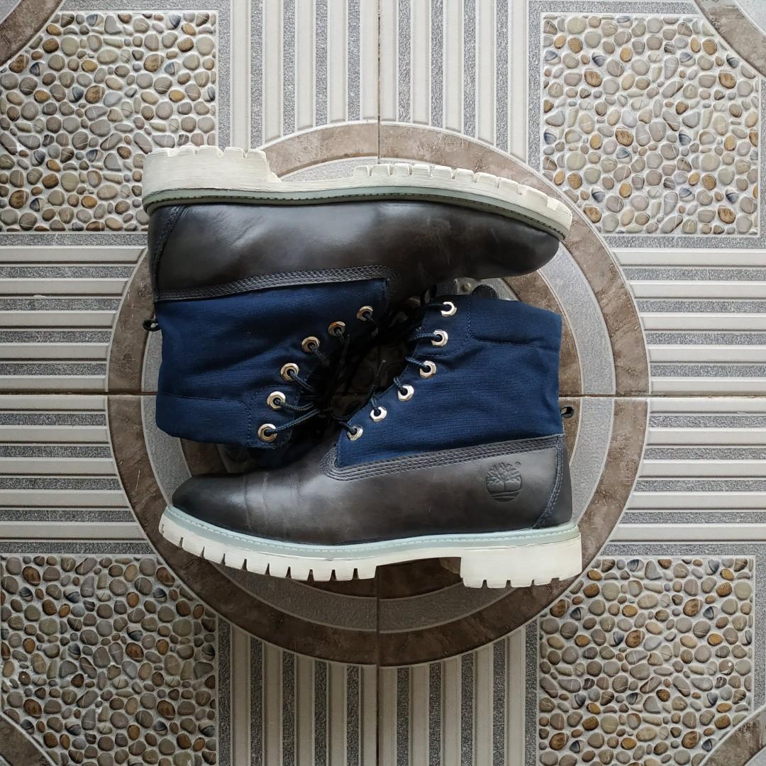 blue leather timberland boots