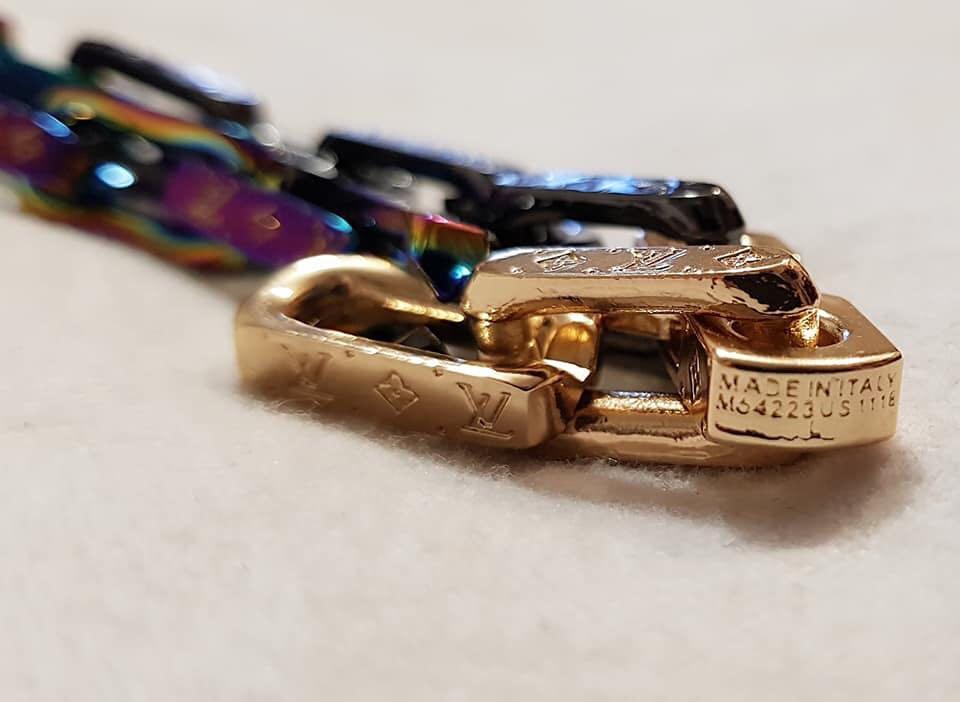 Pre-owned Louis Vuitton Chain Bracelet Engraved Monogram Colors Black/gold/ multicolor