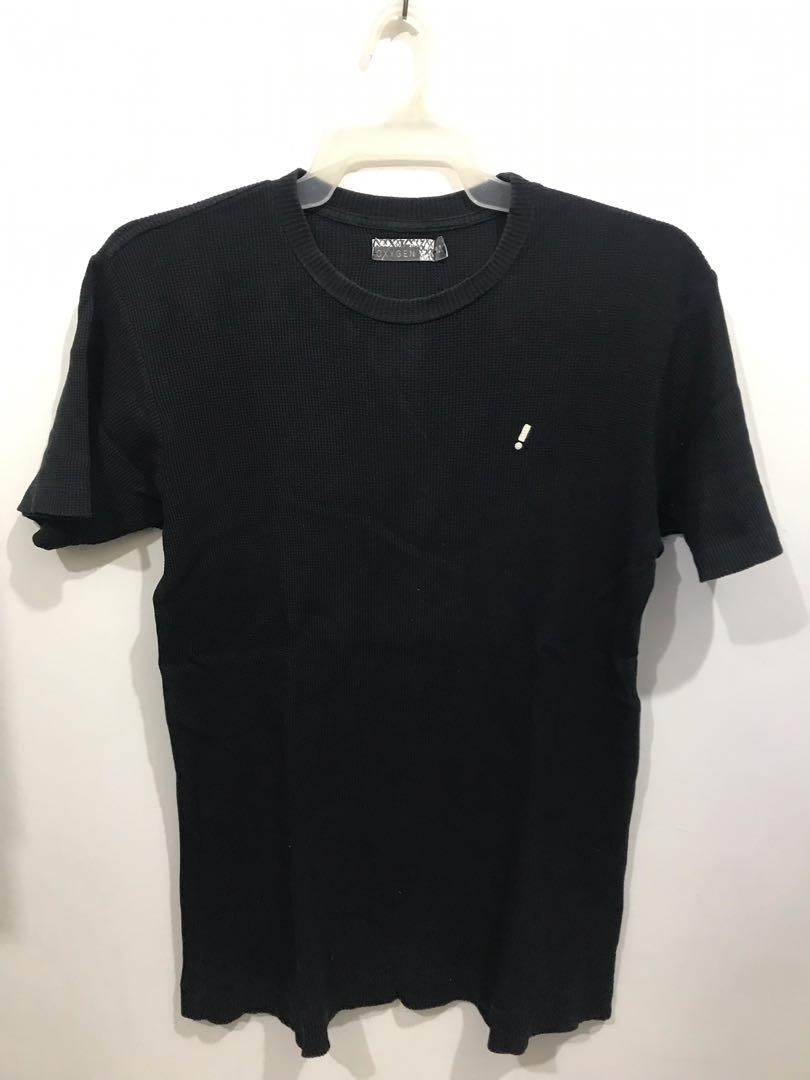 OXYGEN Black Waffle T-Shirt, Men's 