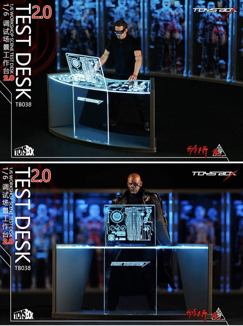 Toys Box Tb038 1 6 Tony Stark Iron Man Workshop Scene Test Desk