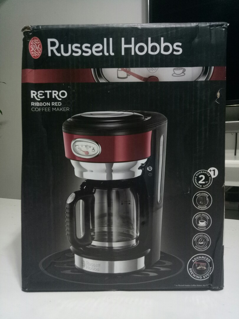 Russell Hobbs Ribbon Red Coffee Maker BNIB, TV & Home Appliances