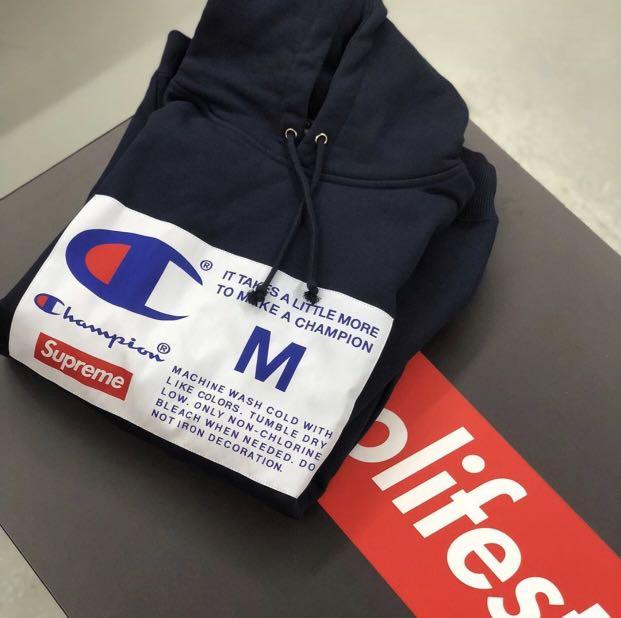Supreme Champion Label Hooded Sweatshirt Black