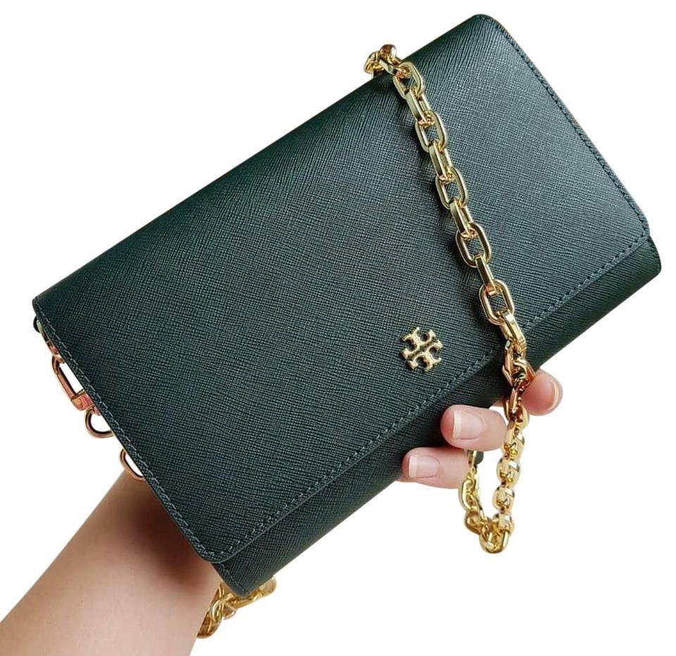 tory burch robinson leather wallet on a chain