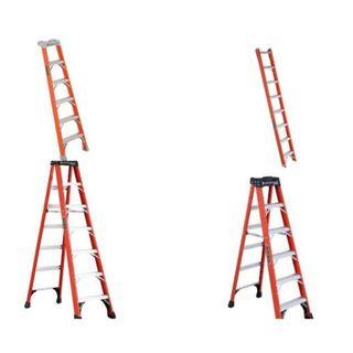 Heavy Duty Fiberglass Shelf Ladders with D Shaped Steps