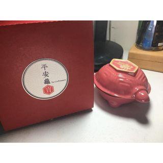 [手作陶器]平安龜寶-酒紅色