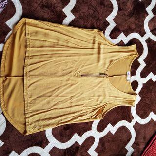 Temt sleeveless mustard blouse tops