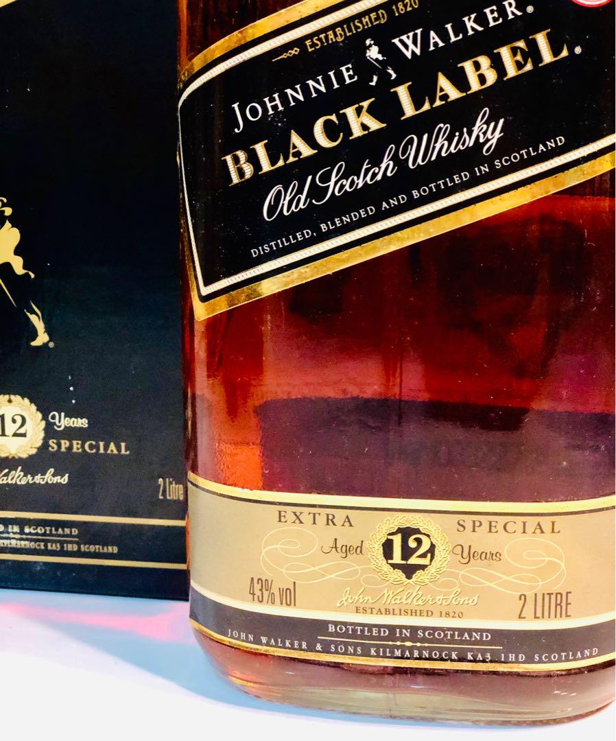 2L Black Label Johnnie Walker w Box, Food & Drinks, Alcoholic ...