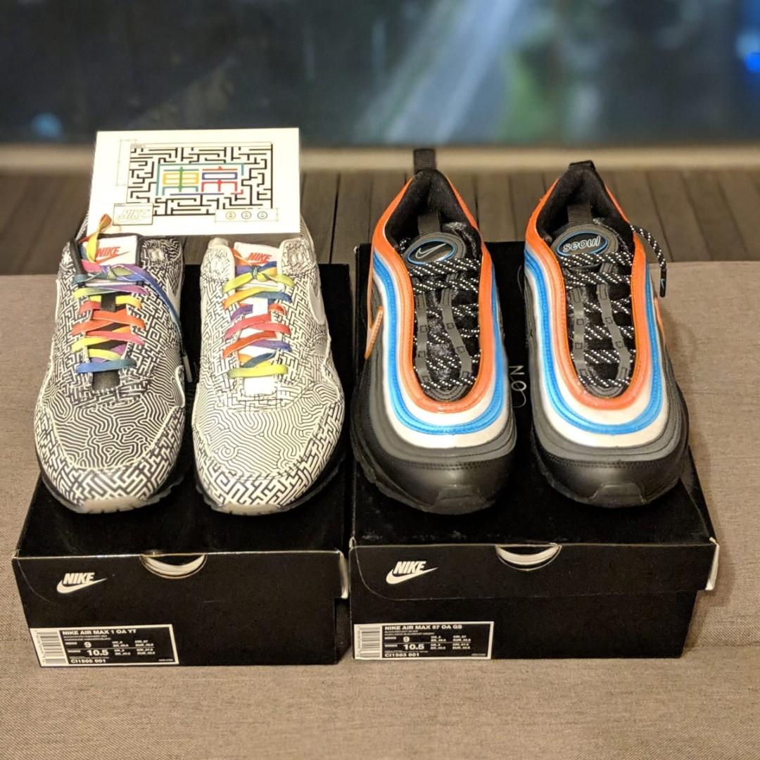 Authentic Nike Air Max 97 Neon Seoul and Air Max 1 Tokyo Maze Women s Fashion Footwear Sneakers on Carousell