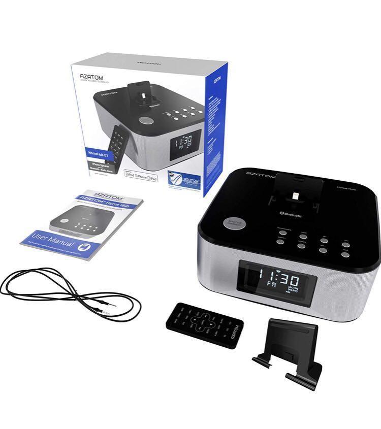 B0042 AZATOM Homehub Clock RADIO with Lightning Dock Alarm 30W