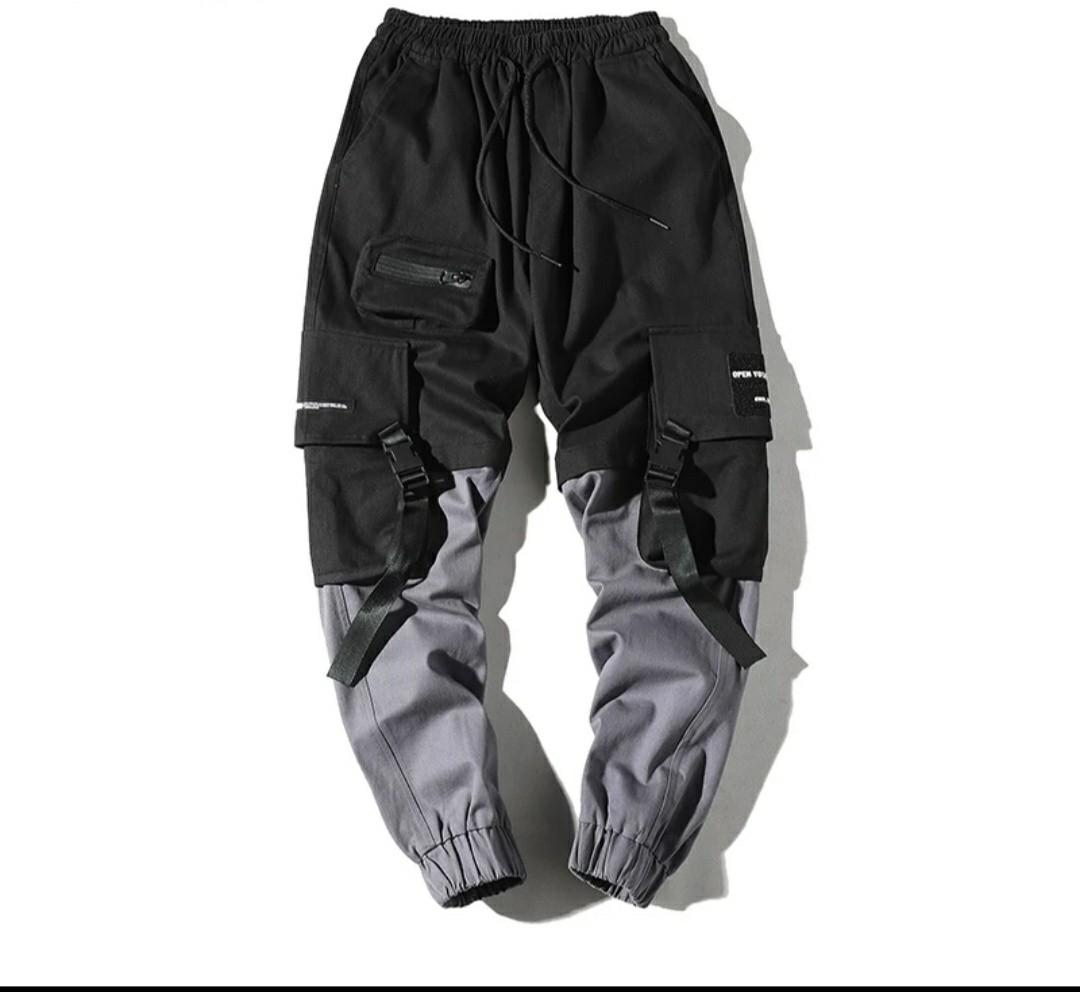 Mens cargo joggers black on sale