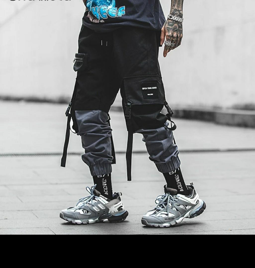 black fashion cargo pants