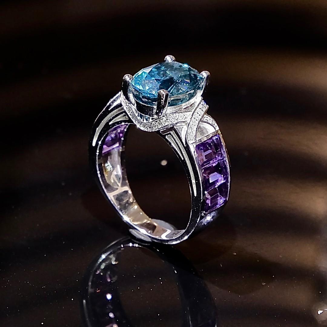 Joycio Blue Zircon Ring Amethyst Diamond Cocktail Ring Designer Ring Bespoke Jewelry 2019 49 Women S Fashion Jewellery Rings On Carousell