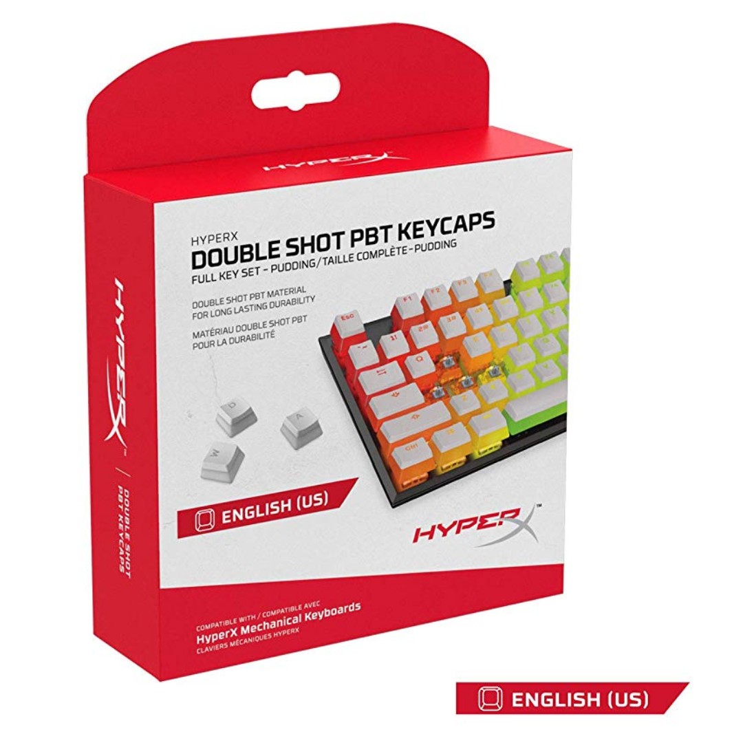 Kingston HyperX Double Shot PBT White Pudding Keycap Set, Computers