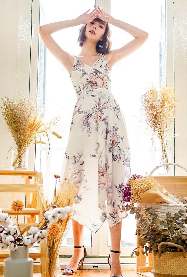 arielle floral wrap maxi dress