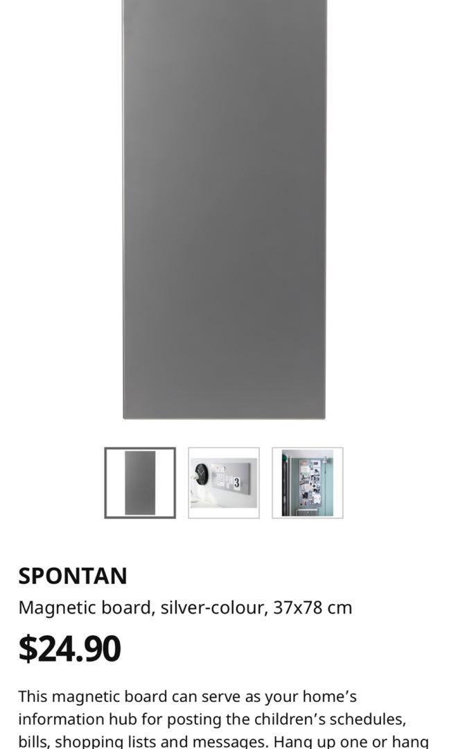 Magnetic board silver-colour 37x78 cm IKEA SPONTAN