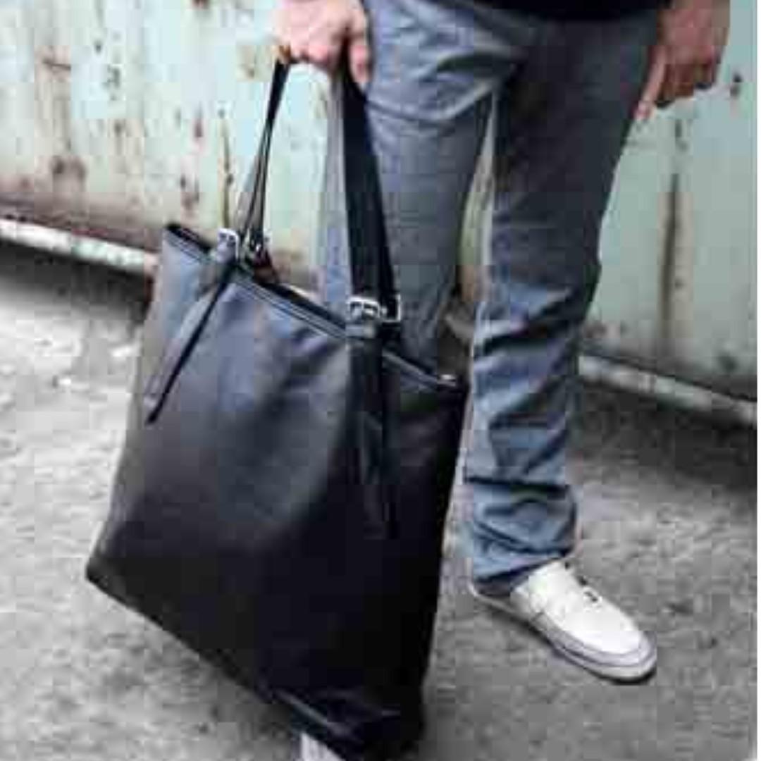 leather mens tote