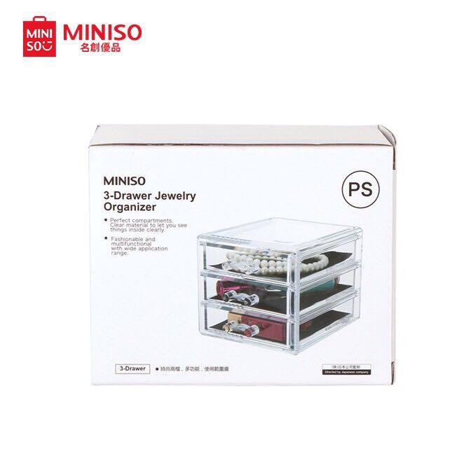 Miniso 3 Drawer Organizer Transparent Acrylic Plastic Furniture
