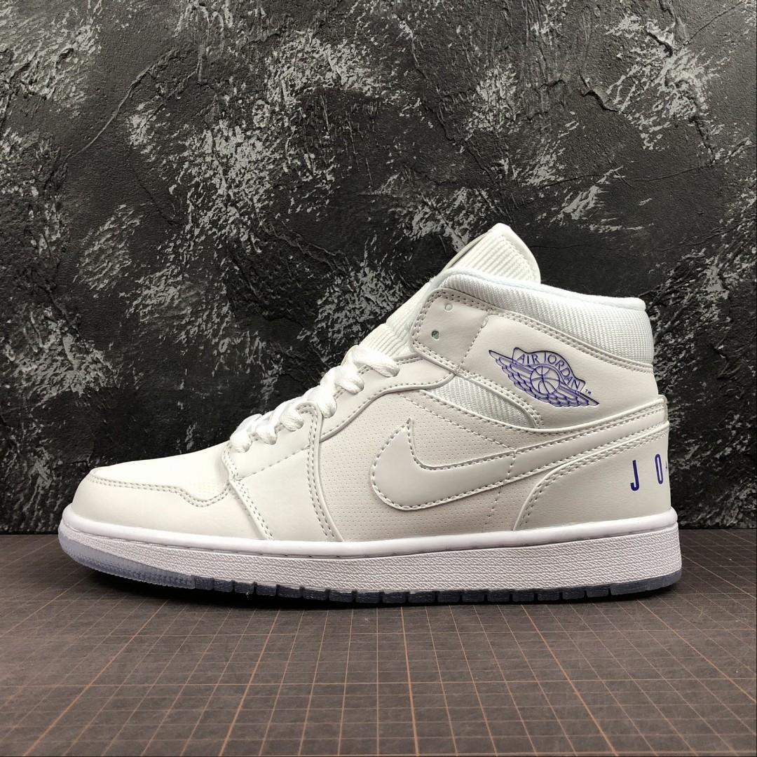 Nike Air Jordan 1 Mid Pure White, Men'S Fashion, Footwear, Sneakers On  Carousell