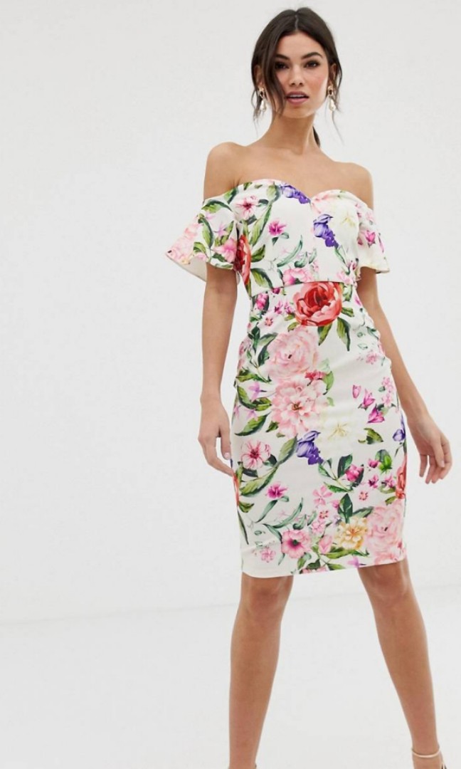 Paper dolls floral print dress clearance