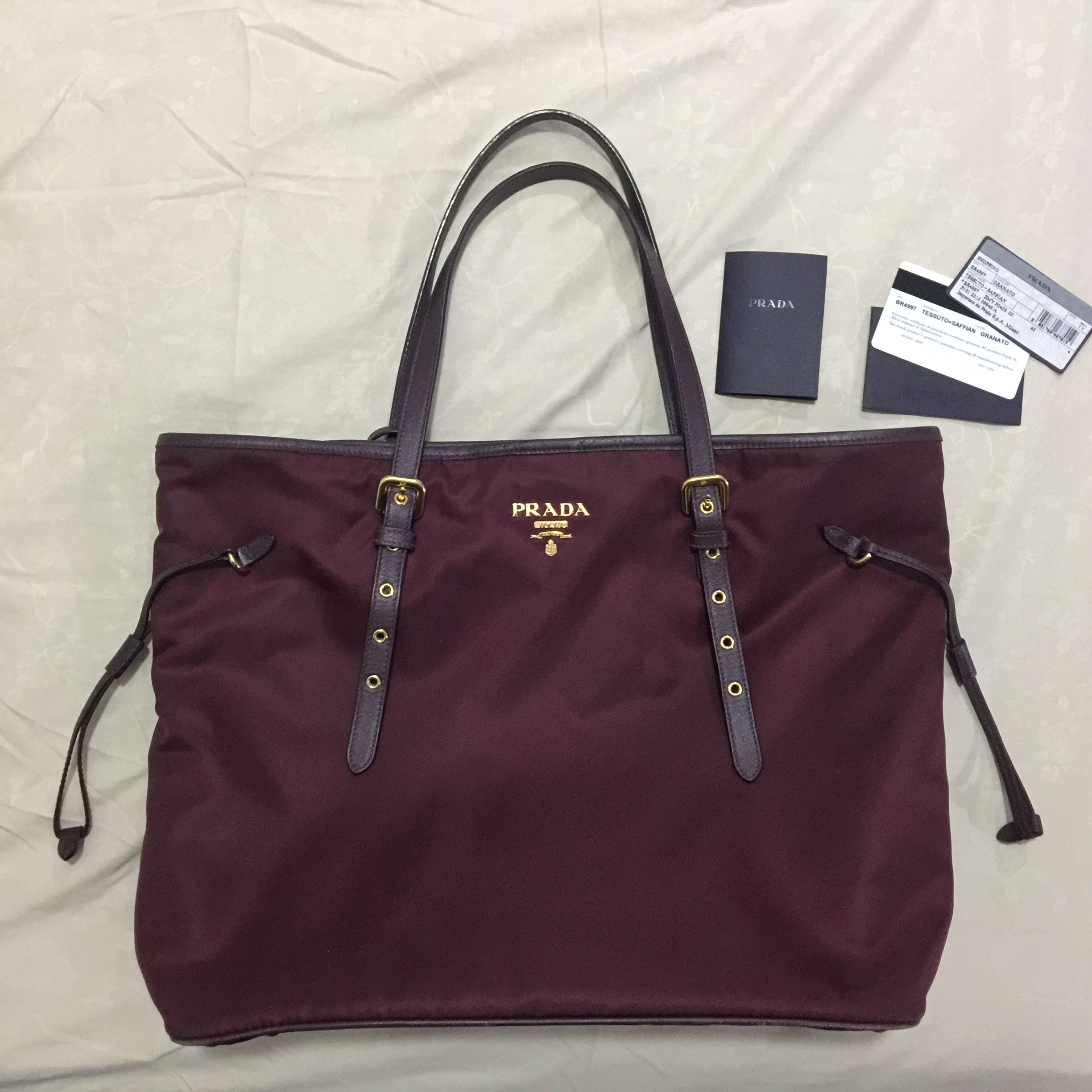 Prada BR4997 Tessuto Saffian Granato Nylon Tote Bag Women s Fashion Bags Wallets Tote Bags on Carousell