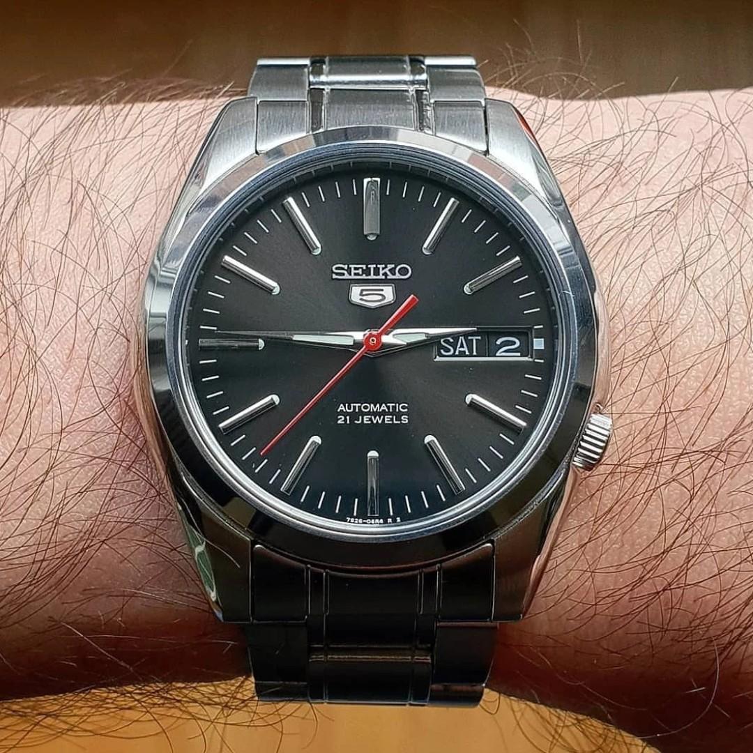 Seiko 5 Snkl45 Black Dial Stainless Steel Automatic Men S Watch Snkl45k1 Men S Fashion Watches On Carousell