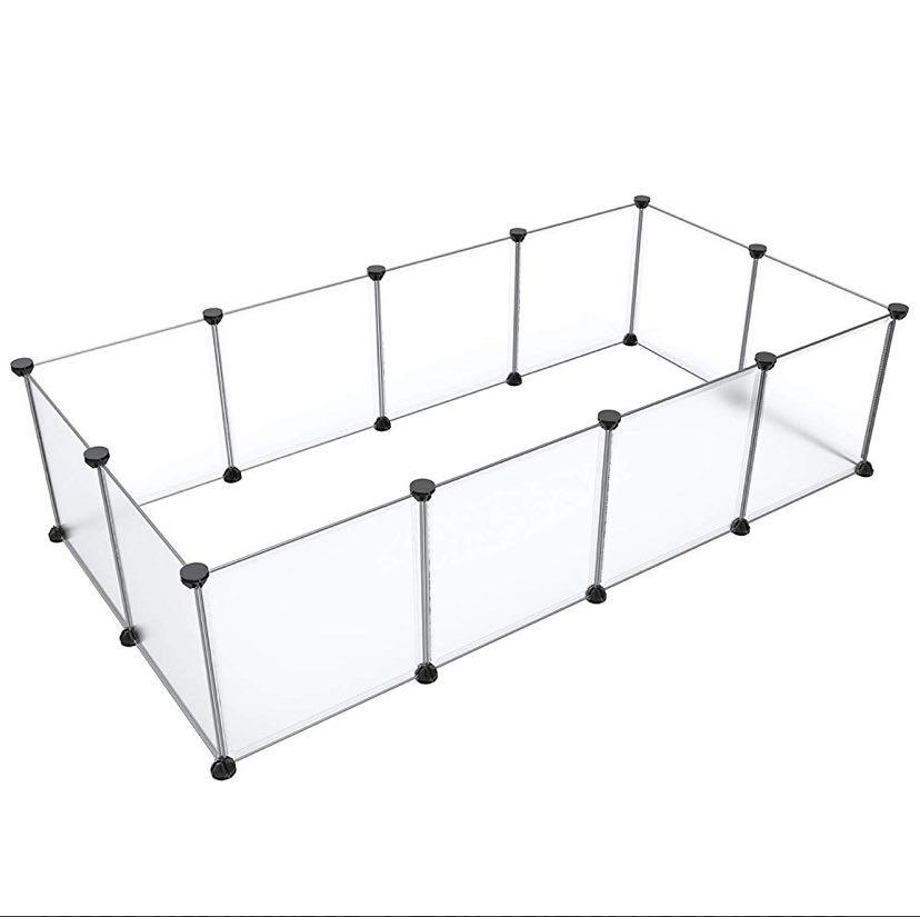 Tespo Pet Playpen Small Animal Cage Indoor Portable Metal Wire Yard Fence For Small Animals Guinea Pigs Rabbits Kennel Crate Fence Tent Black 12 Panels Transparent White Pet Supplies For Dogs Dog