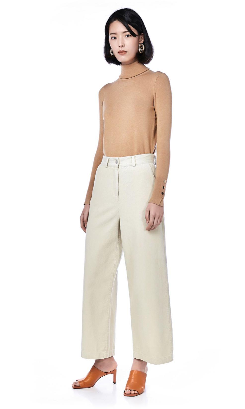 high waisted white corduroy pants