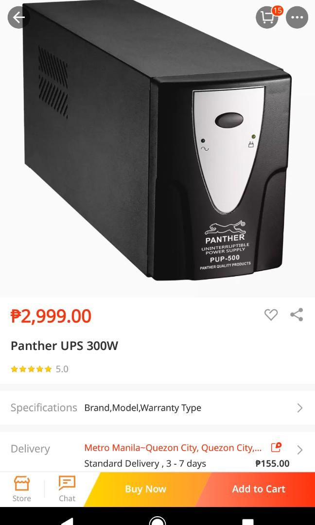 UPS Uninterruptible Power Supply PANTHER 500 VA(300 Watts), Computers