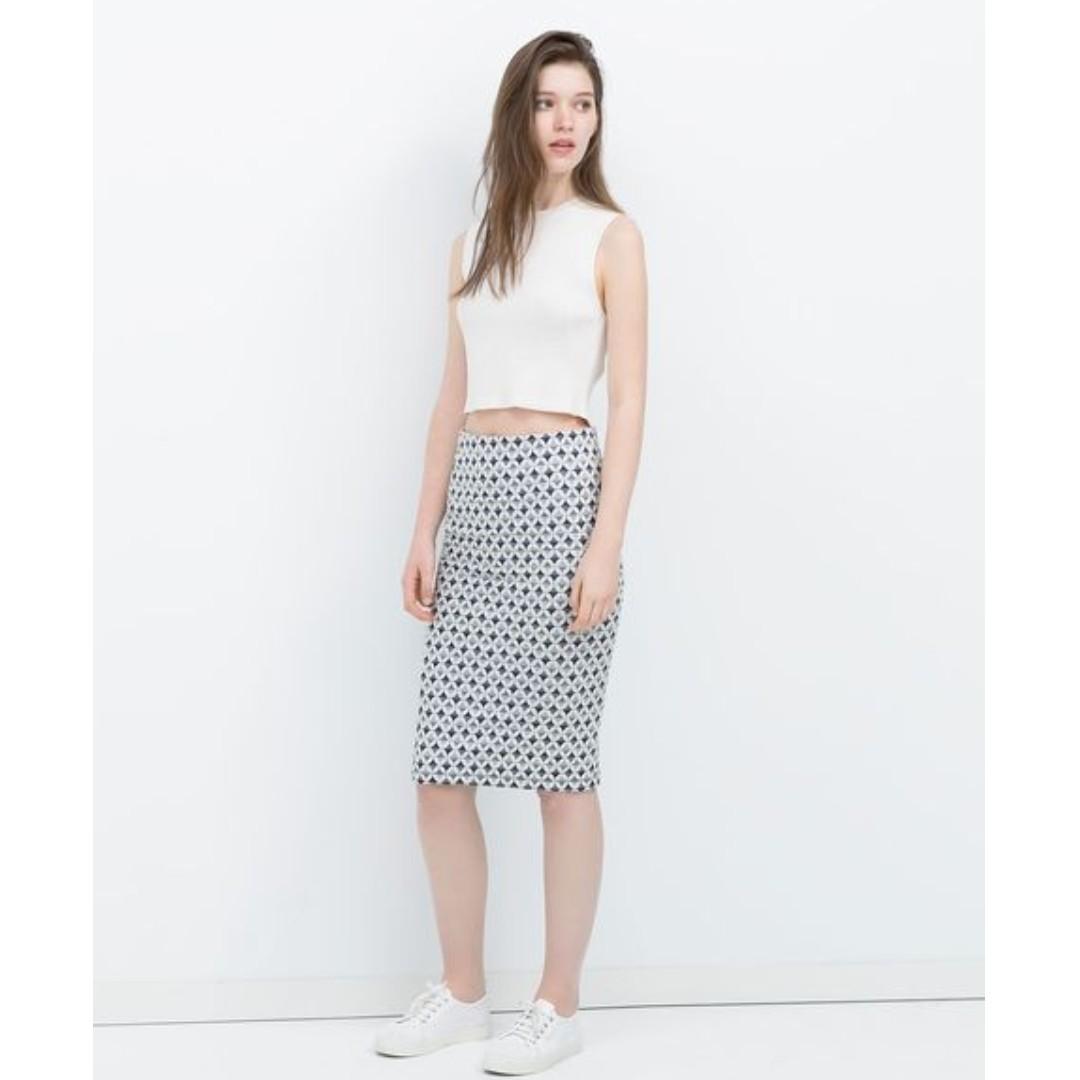 Zara Trafaluc Jacquard Pencil Skirt 