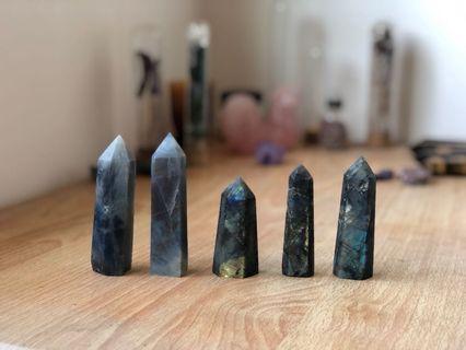 Natural Raw Labradorite Points Obelisk