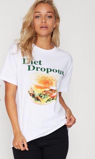 Popcherry Size M(10) White Diet Dropout T shirt