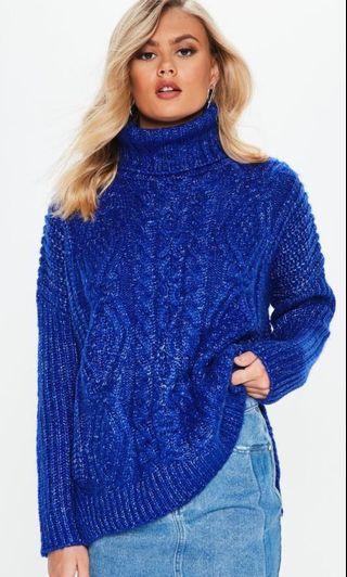 Missguided Size 10 Blue Oversized Fluffy Sweater