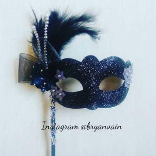 Masquerade Mask Black with Stick