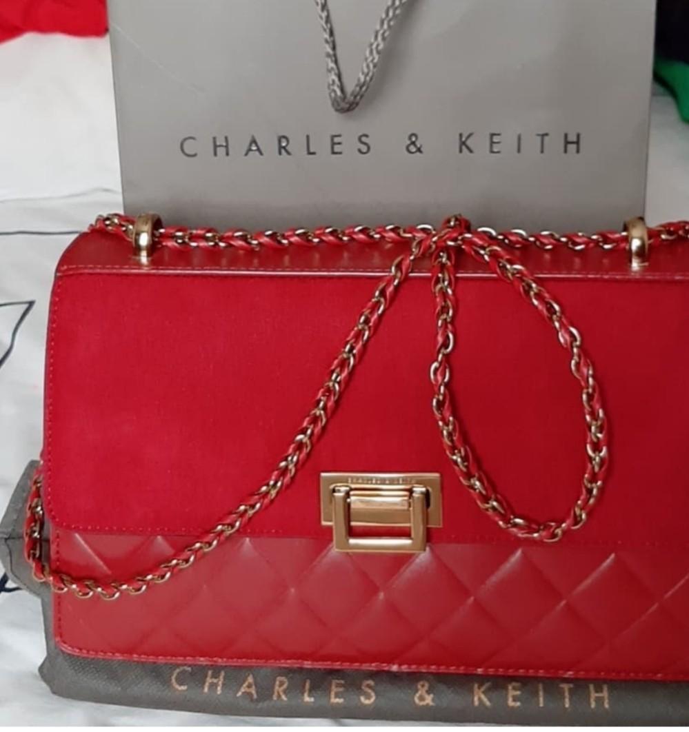 charles and keith red bag