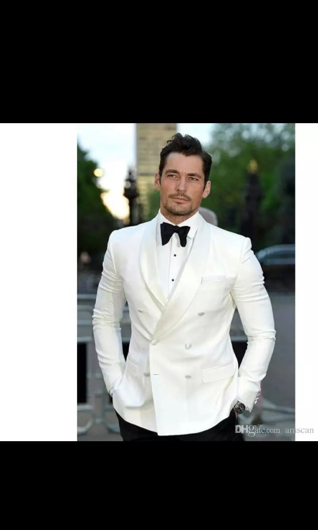 White double store breasted tuxedo jacket