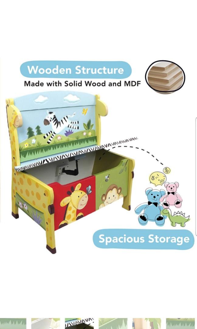 Non-Toxic Lead Free Water-based Paint Sunny Safari Animals Thematic Hand Crafted Kids Wooden Table | Imagination Inspiring  Hand Crafted & Hand Painted Details Fantasy Fields 