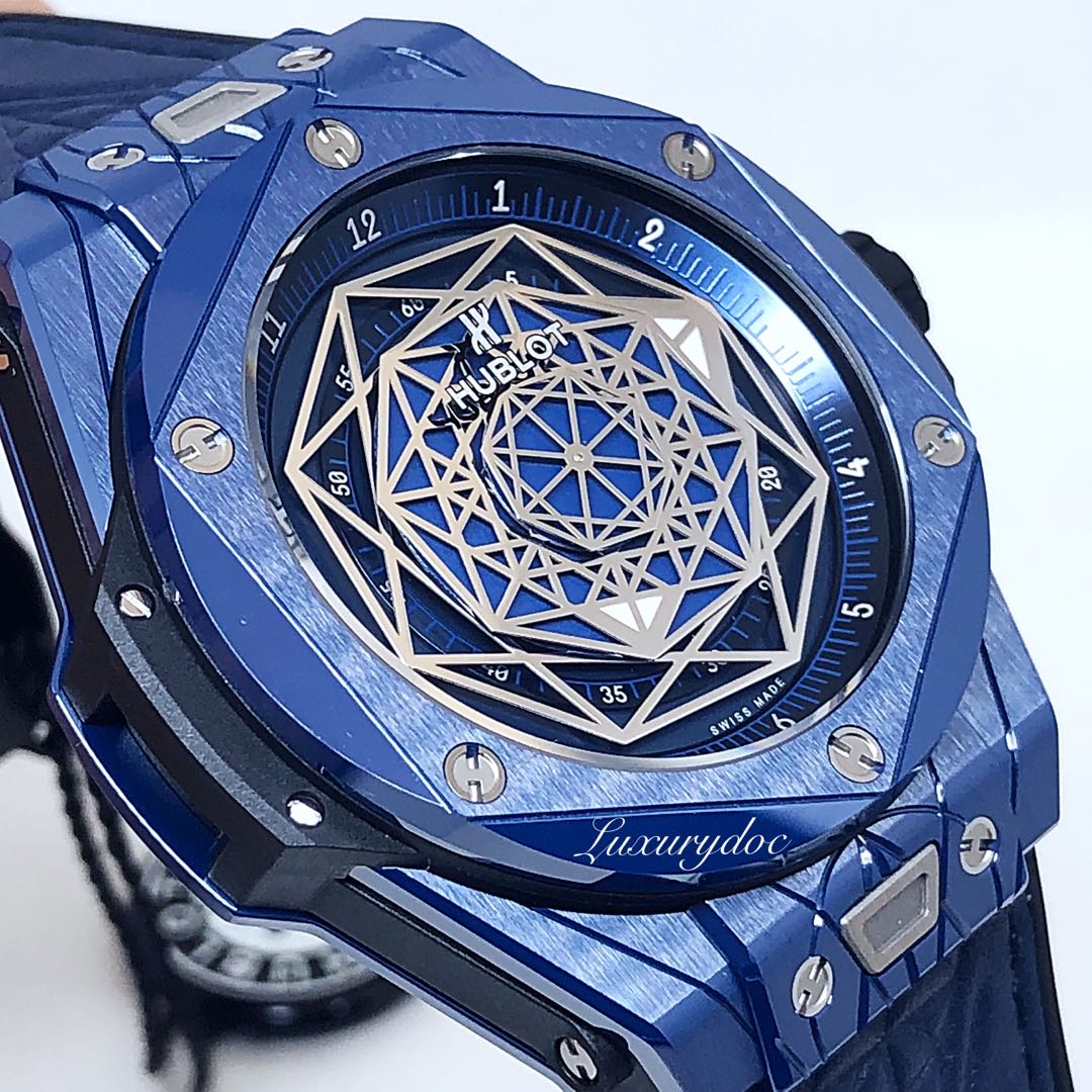 FS.BNIB HUBLOT UNICO SANG BLEU BLUE CERAMIC LIMITED EDITION 200