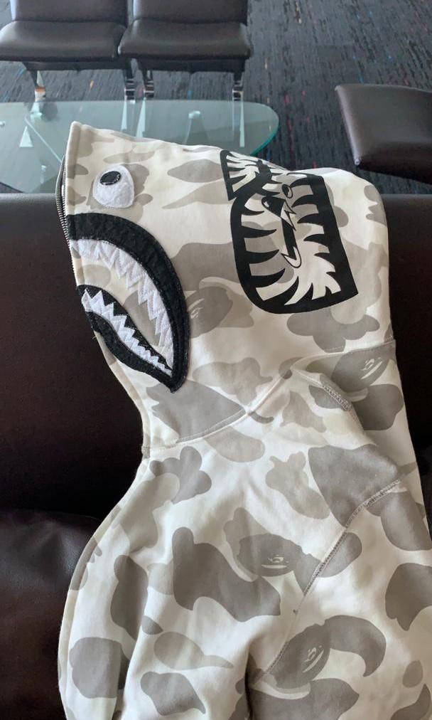 Half black half white bape hoodie clearance