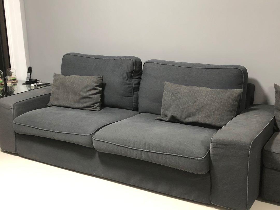 Ikea Three Seat Sofa Borred Grey Green Furniture Sofas On Carousell