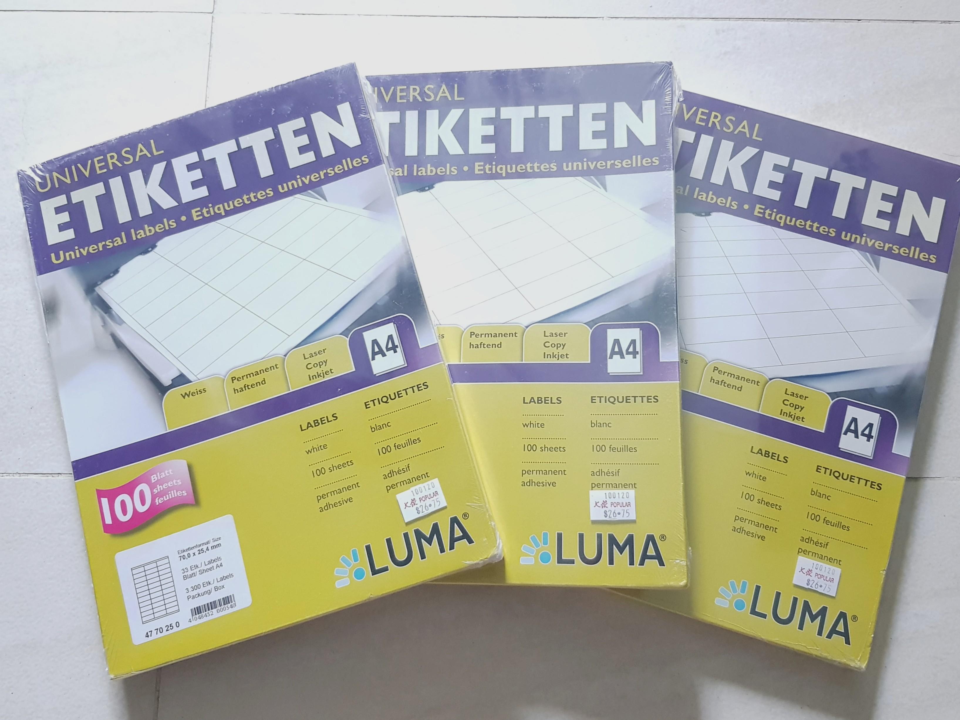 LUMA Universal Blank Labels (Laser, Inkjet Printer/ Copiers Labels