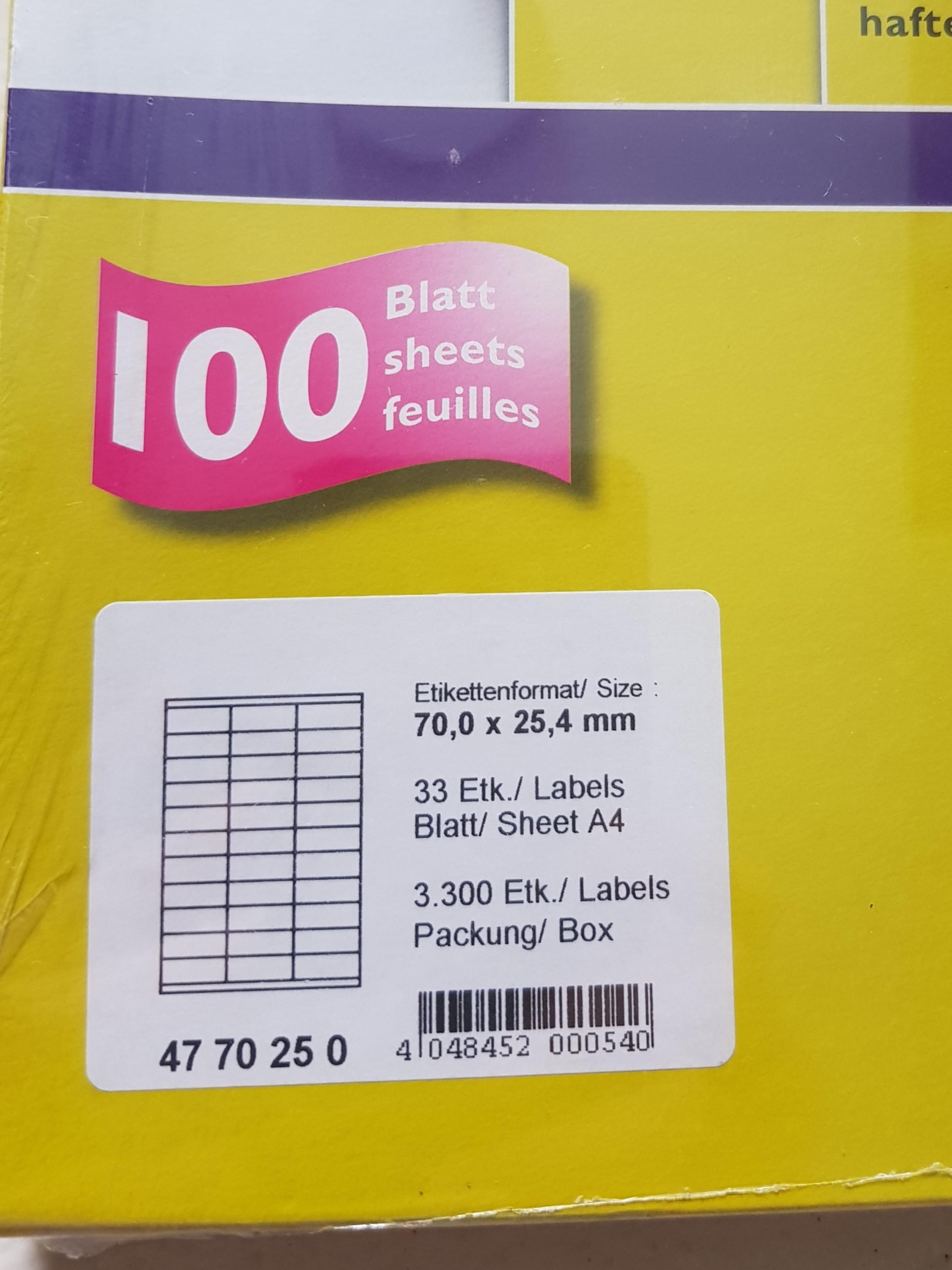 LUMA Universal Blank Labels (Laser, Inkjet Printer/ Copiers Labels