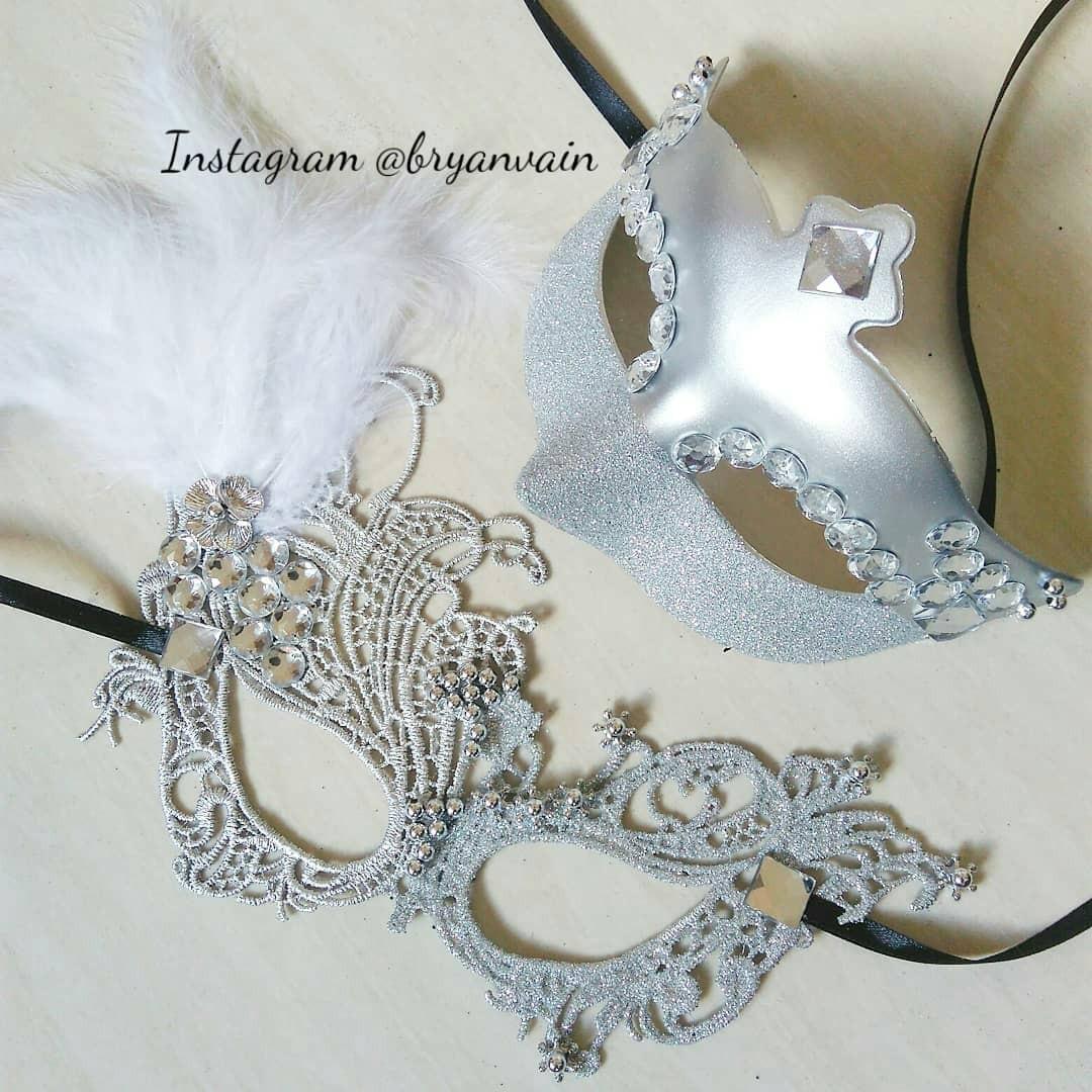 Masquerade Mask Couple Mask White Silver (Category: Other Accessories) located in Pasig City. Submitted by bryanvain (Listing ID 248328534, Image 1). Description: Perfect for your masquerade parties! These are made by hand with love..