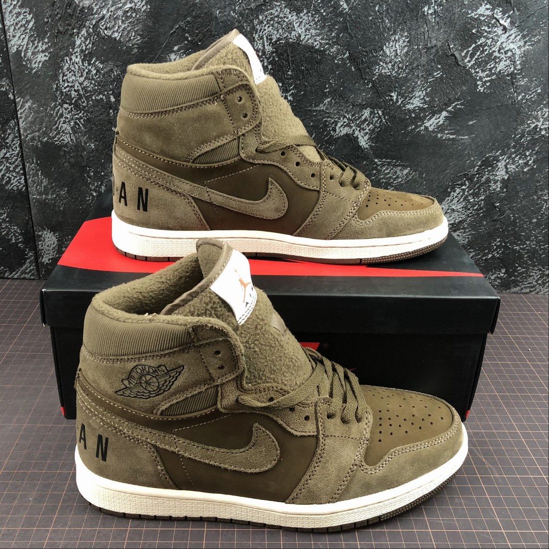 Air jordan 1 mid olive canvas top